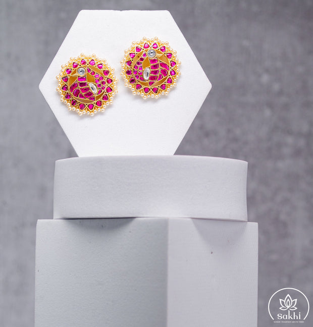 Royal Round Jadau Studs
