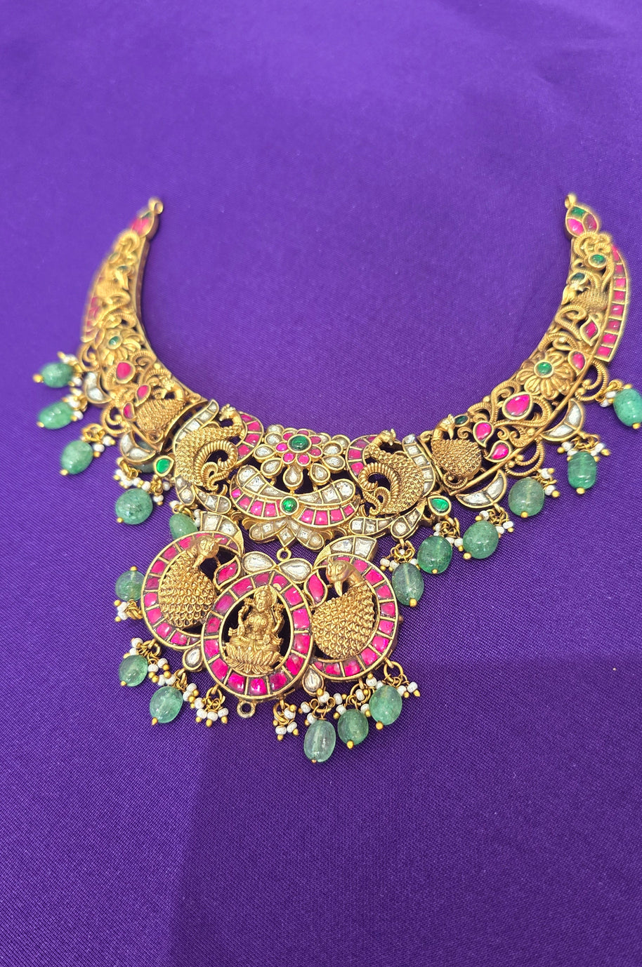Detachable Antique Gold Lakshmi Temple Necklace Set
