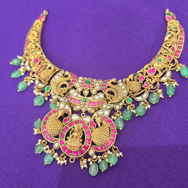 Detachable Antique Gold Lakshmi Temple Necklace Set