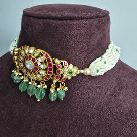 Pearl Choker with Jadau Kundan Pendant