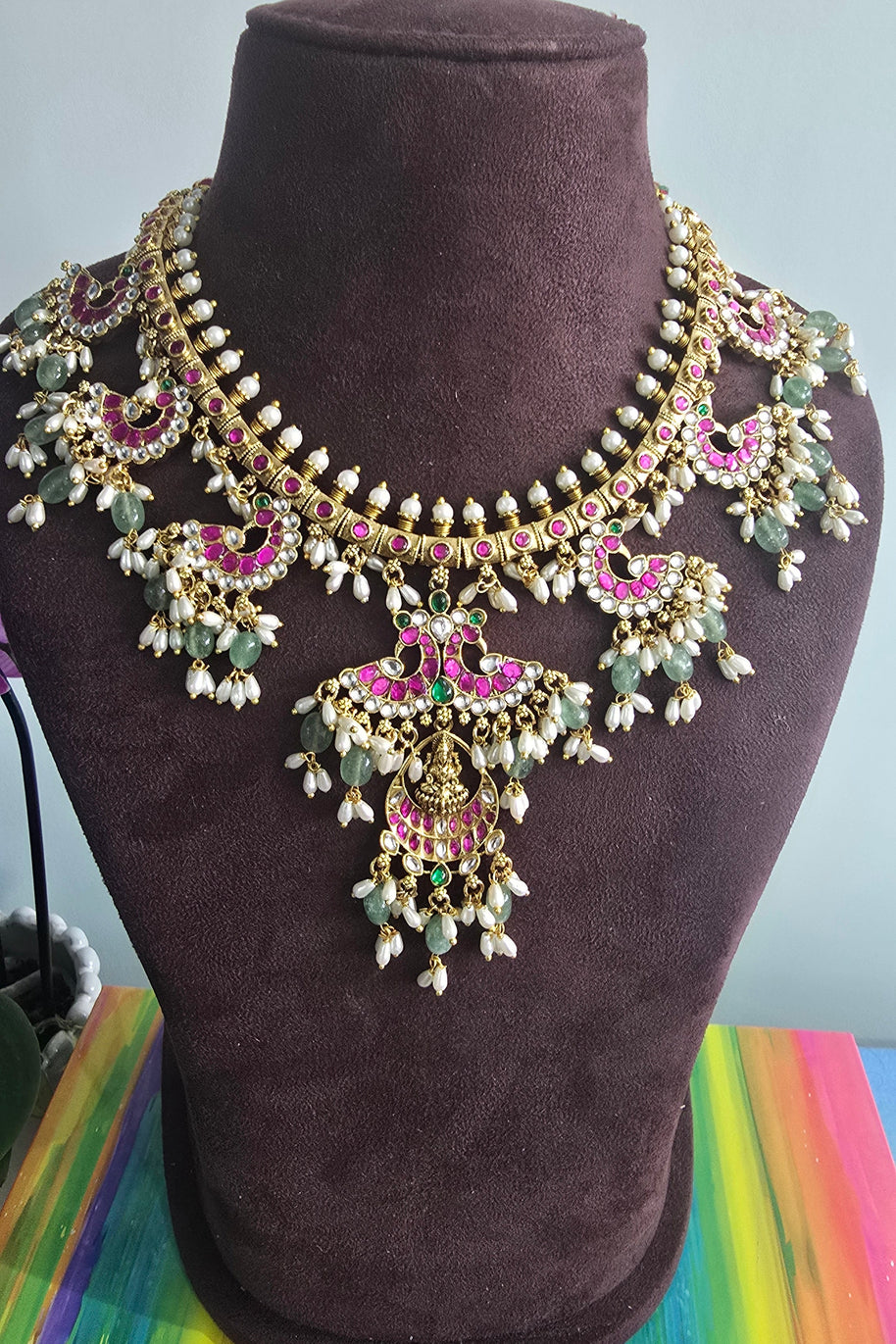 Antique Lakshmi Guttapusalu Jadau Kundan Set