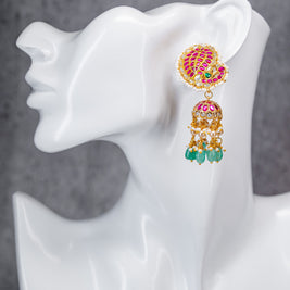 Royal Mango Jhumka Jadau Earrings