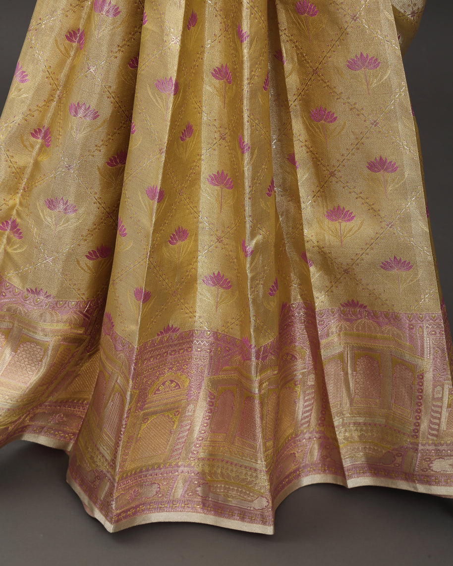 Regal Gold and Lilac Kanchipuram Silk Saree